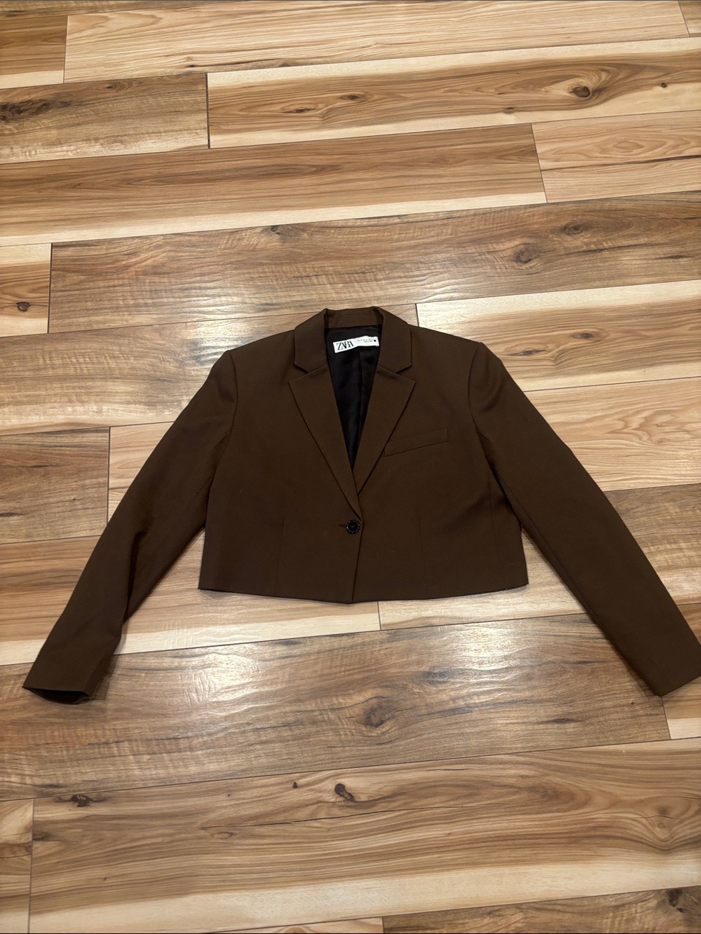 Zara Chocolate Brown Cropped Blazer
